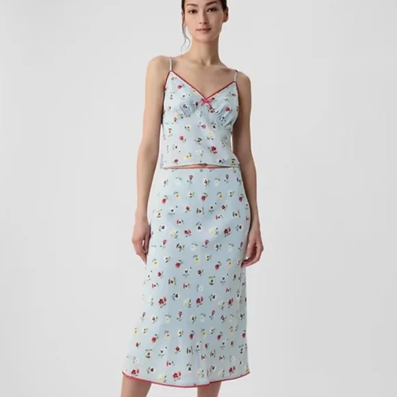 Gap x Doen Floral Midi Slip Skirt - Picture 1 of 10